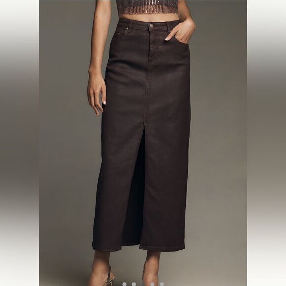 Pilcro & the Letterpress the Madi front slit denim maxi pencil skirt NWT - Picture 3 of 6